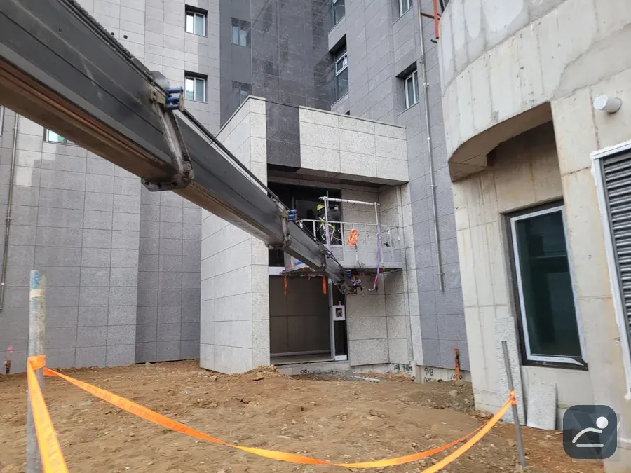 오산가장산업단지 스카이차 설비·양중 현장