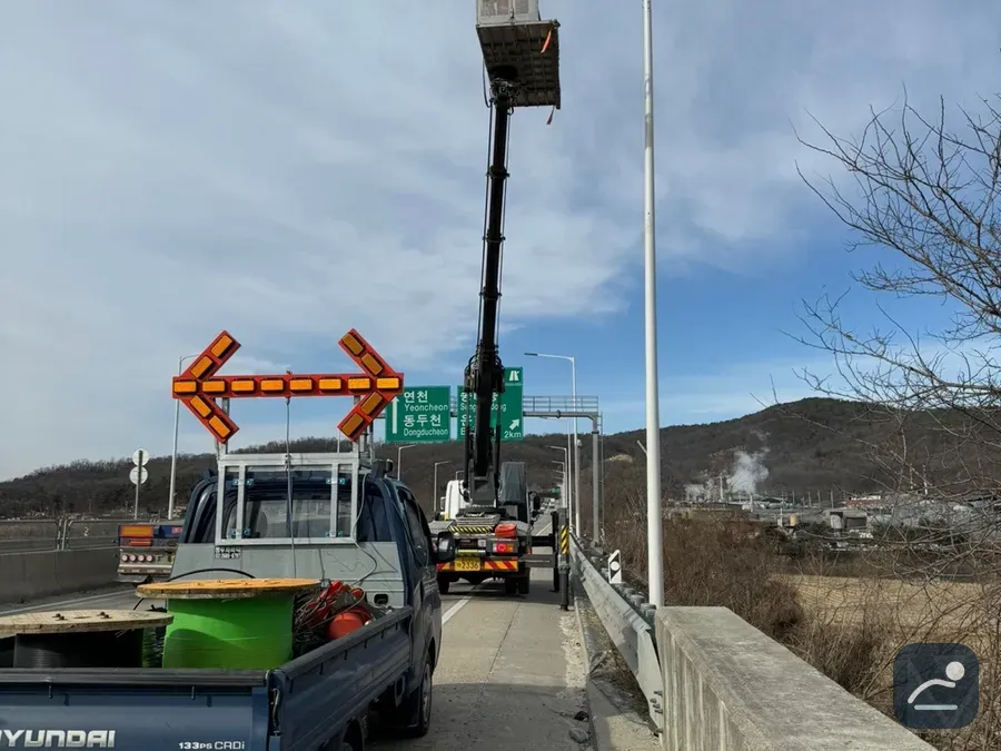 대구 스카이차 외벽·간판 작업 현장